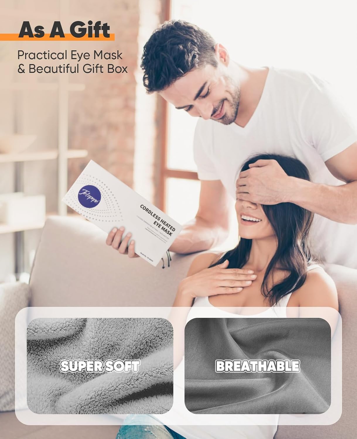 Heated Eye Mask, Cordless Warm Eye Compress for Dry Eyes Blepharitis, Light Blocking Heat Eye Mask for Men Women, 1000mAh Rechargeable Battery and Washable Cover (Black)