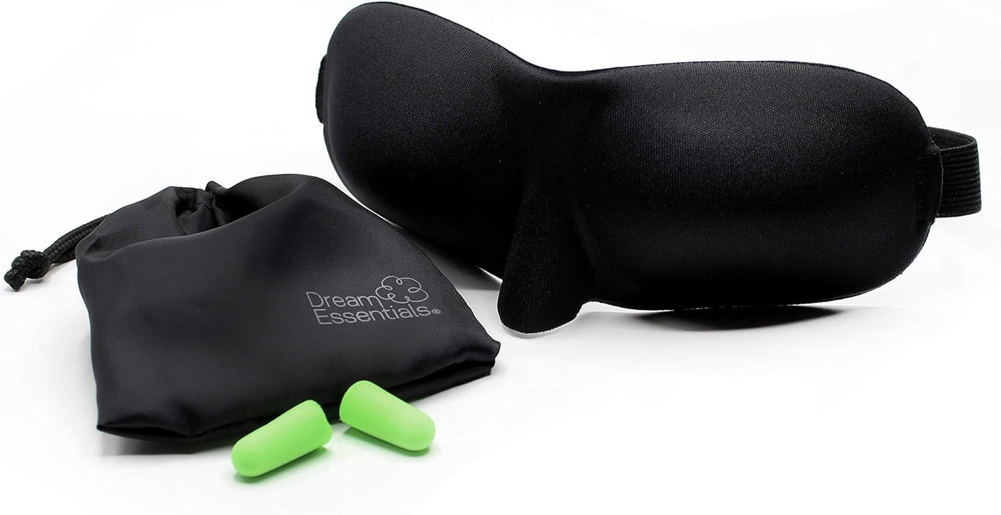 Dream Essentials Sweet Dreams Contoured Sleep Mask Kit, Royal Blue Eye Mask for Sleeping with Travel Pouch, Earplugs, Lash Space, Quick Release Strap, Light Blocking Travel Accessories Gift Set | Royal Blue contoured sleep mask kit with pouch, earplugs,