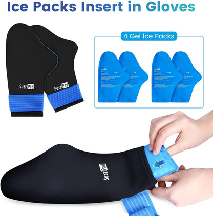 SuzziPad Cold Therapy Socks & Hand Ice Pack, Cooling Gloves for Chemotherapy, Chemo Care Package for Women and Men, S/M