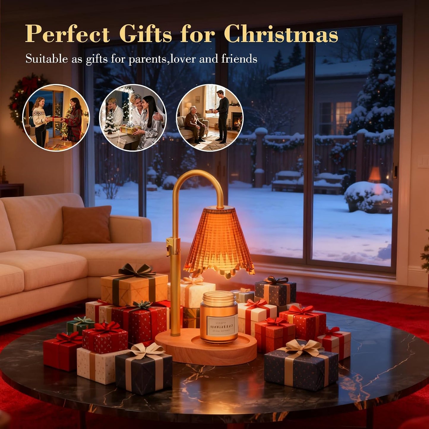 Flower Candle Warmer Lamp,Adjustable Timer & Dimmer(Black2) | Adjustable height fits jars. Timer & dimmer safe melt. 2 bulbs & heat-proof base. Perfect for bedroom, office, or gifting.