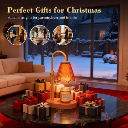 Flower Candle Warmer Lamp,Adjustable Timer & Dimmer(Black2) | Adjustable height fits jars. Timer & dimmer safe melt. 2 bulbs & heat-proof base. Perfect for bedroom, office, or gifting.