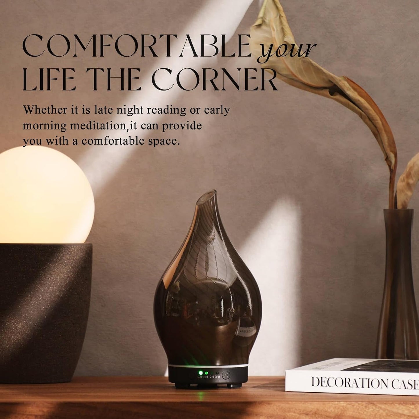 Porseme Oil Diffuser 3D Glass Aromatherapy Ultrasonic Humidifier, Air Refresh Auto Shut-Off, Timer Setting, BPA Free for Home Hotel Yoga Leisure SPA Gift 150ml Last 6H - Colors A