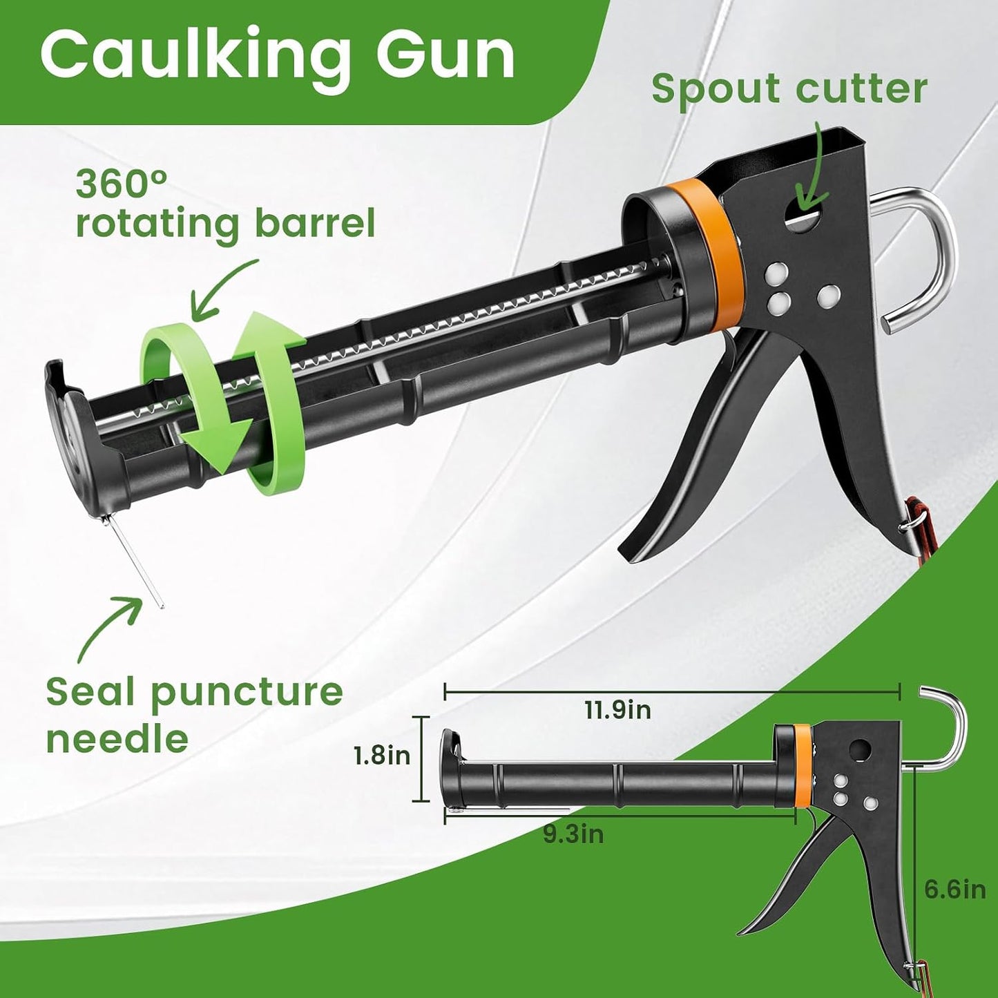 Professional Caulk Gun Kit with Caulk Remover & Silicone Sealant - 5 in 1 Caulking Tool Set for Caulking Removal, Includes Caulking Gun Tool, Silicone Scraper