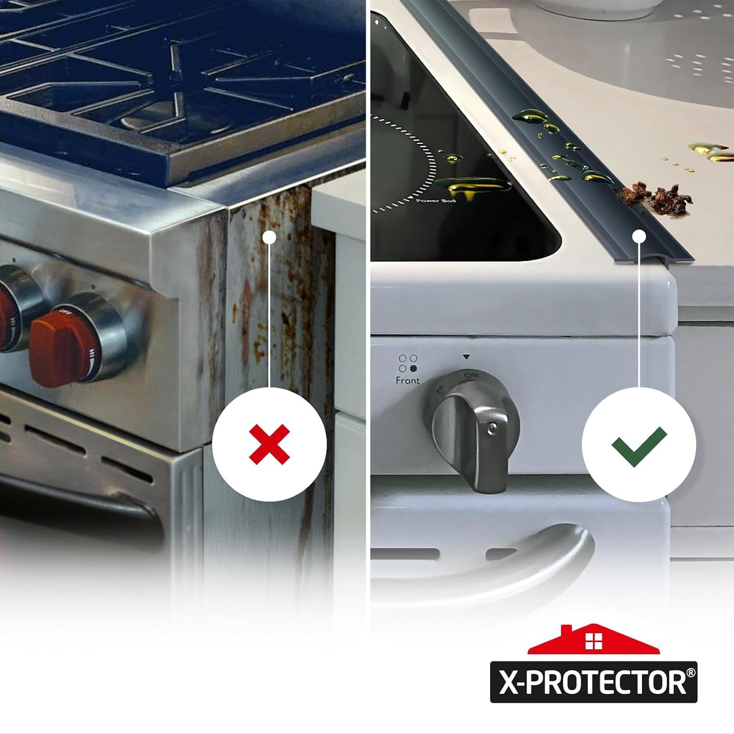 Silicone Stove Gap Cover X-Protector - 50"x1" Premium Counter Gap Filler | Self-Adhesive Guard Between Stove and Counter - Heat Resistant Oven Counter Gap Protector - Stove Top Spill Guard