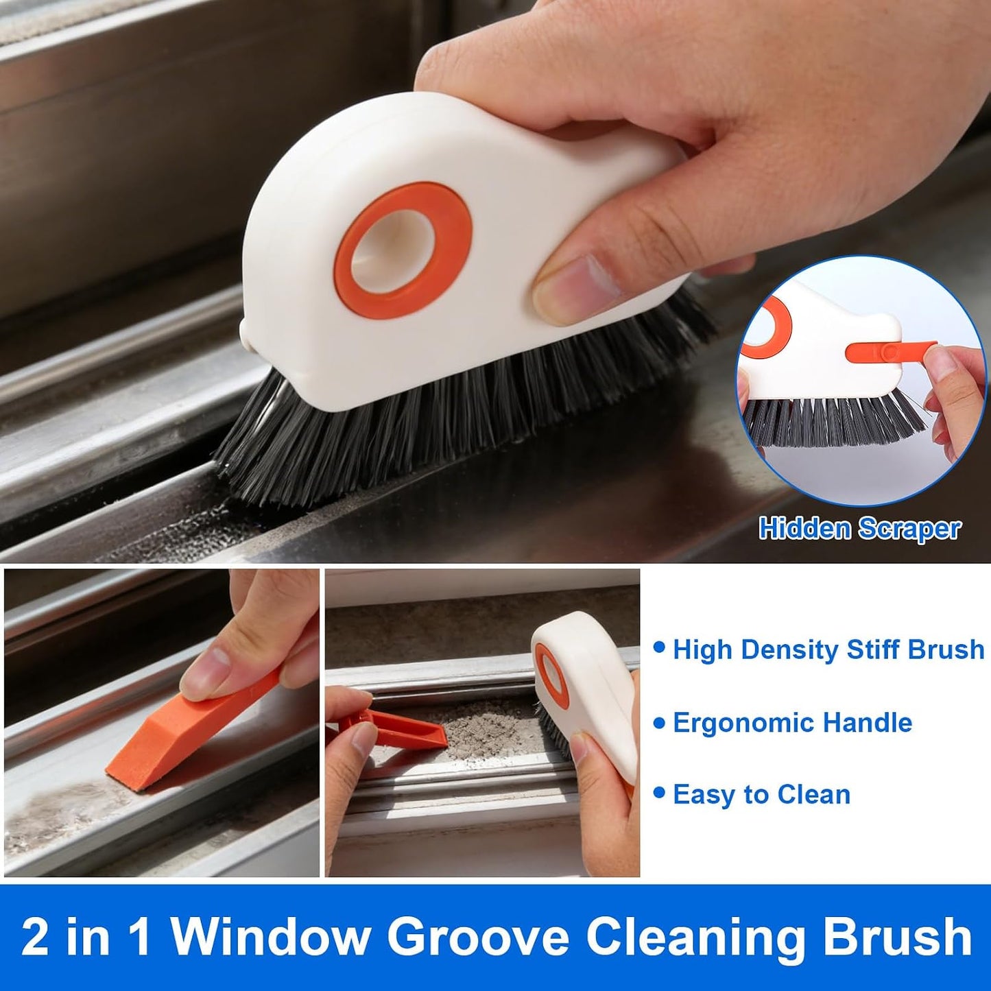 Window Track Cleaning Tools,Window Sill Cleaner Tool Kit,10 Pcs | Sliding Door Track Cleaner,Groove Crevice Seal Cleaning Brush for Tile Lines/Shutter/Car Vents/Air Conditioner/Keyboard