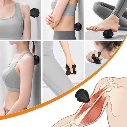 Mountable Massage Ball with Suction Cup, Manual Back Massager Kit for Myofascial Release and Muscle Knot Remover Black