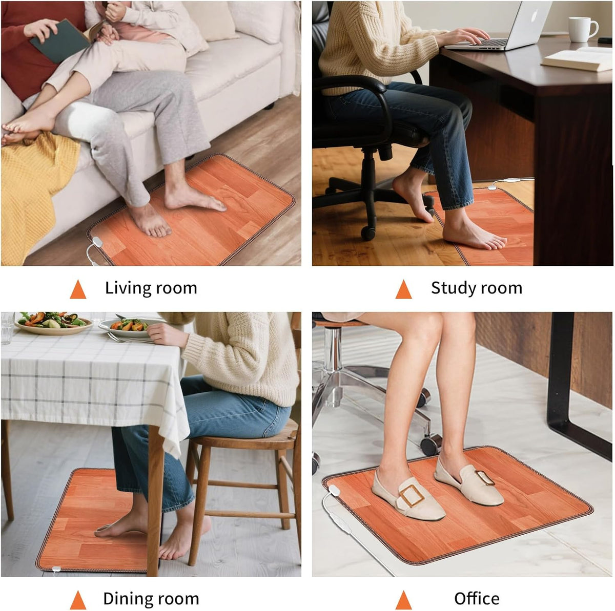 Heated Floor Mat, Foot Warmer Under Desk, Feet Heating Pad with 10 Heat Settings and Timer, Fast Heating for Office, Home, Study Play Room 120V 60W 18.5x14.2 inch SZ