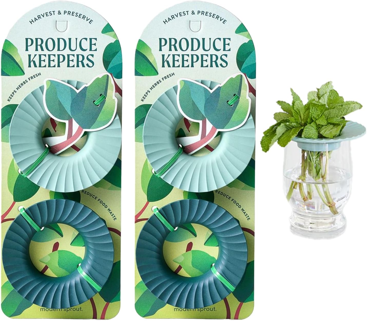 Modern Sprout Eco-Friendly Produce Keeper for Fresh Herbs & Greens - 2 Pack | BPA-Free, Sustainable Materials - Extends Freshness Up to 2 Weeks - Gift for Plant Lovers and Home Chefs