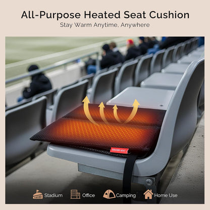 SAVIOR HEAT Heated Seat Cushion 3 Heat Settings 10000mAh | Foldable Office Chair Cushion, Heated Stadium Seats Pad for Home, Camping, Fishing, Office, Yard