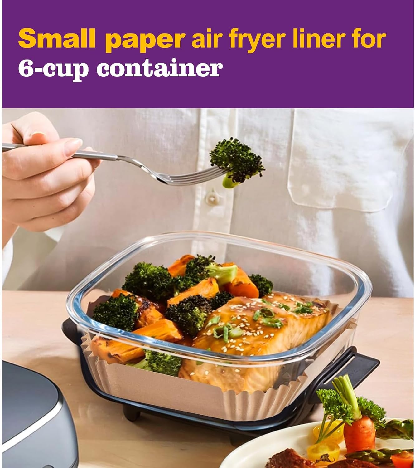 Air Fryer Liners Disposable 9 Inch, 9 inch Air Fryer Liners 125 Pcs Large Square Air Fryer Paper Liners for 5QT 6qt 8QT Air Fryer, Non-stick Parchment Paper for Frying, Baking