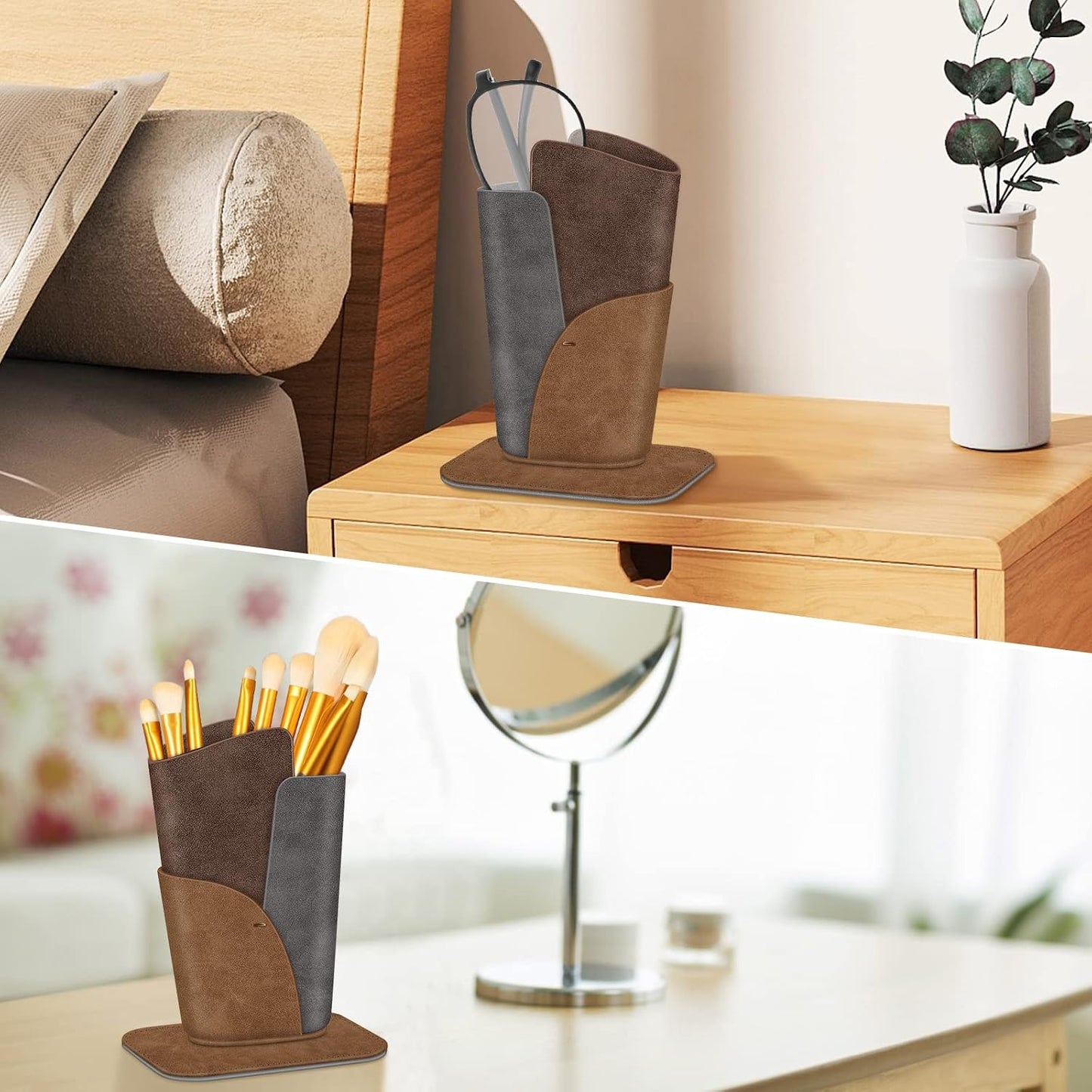 FINTIE Eyeglasses Holder, Vegan Leather Glasses Stand Case For Nightstand | Nightstand Glasses Holder, Desktop Organizer, For Glasses/Remote/Pen Storage, Small Item Storage, Anti-Scratch