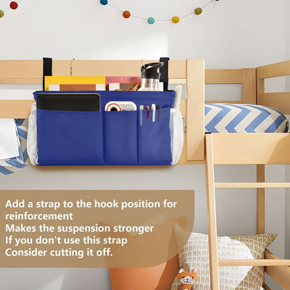 Black Bedside Caddy Storage Bag Bedside Organizer for Bed Rails College Dorm Room Organizer Caddy Hanging Shelf 6 Pockets with Hooks for Drinks Magazine Phone Holder