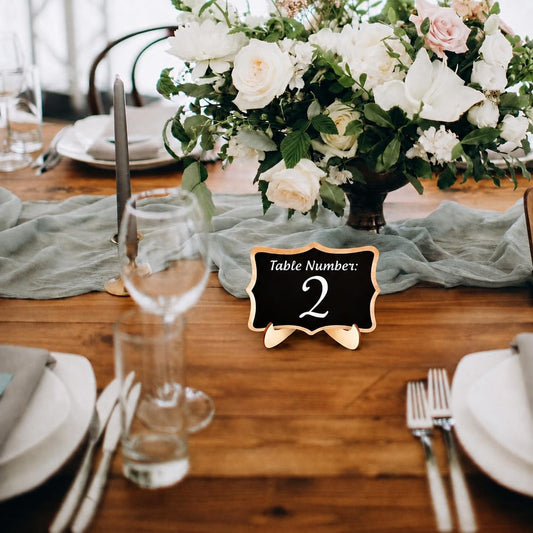 Mini Chalkboard Signs, Framed Small Chalk Board Food Labels with Easel Stand for Party Buffet or Wedding Celebration, Wooden Blackboard as Place Cards for Table Setting or Numbers