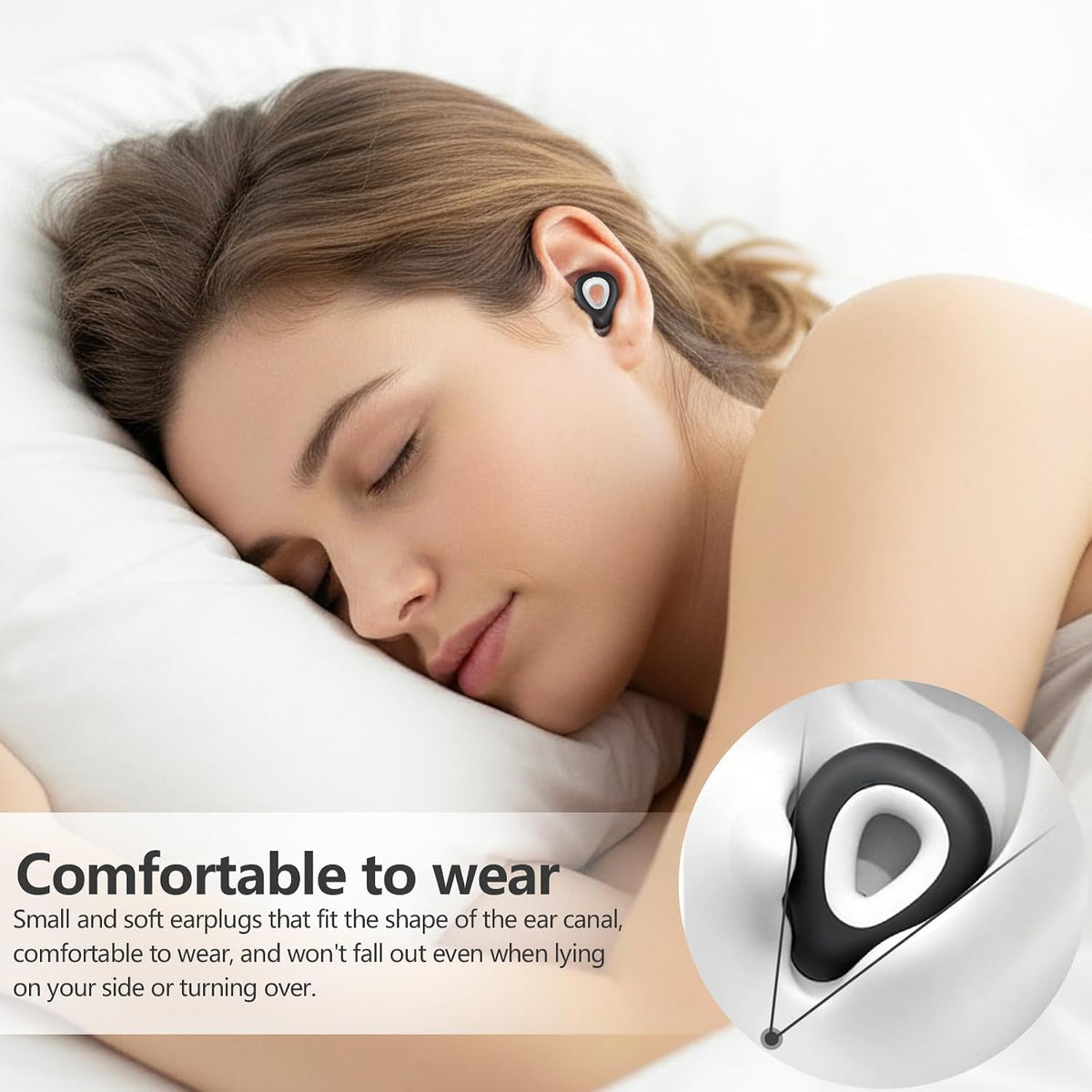 Noise Cancelling Ear plugs for Sleeping - Black Comfortable Reusable Silicone Earplugs for Sleep 24dB Noise Reduction Snoring and Studying Travel Concerts Hearing Protection with 3Tips and Storage Box