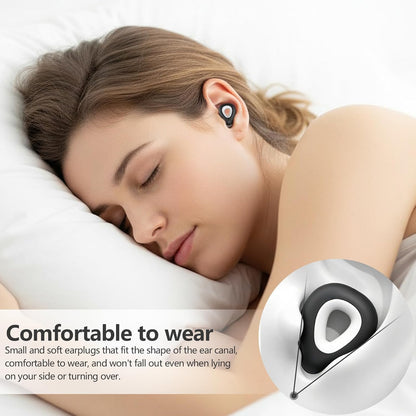 Noise Cancelling Ear plugs for Sleeping - Black Comfortable Reusable Silicone Earplugs for Sleep 24dB Noise Reduction Snoring and Studying Travel Concerts Hearing Protection with 3Tips and Storage Box
