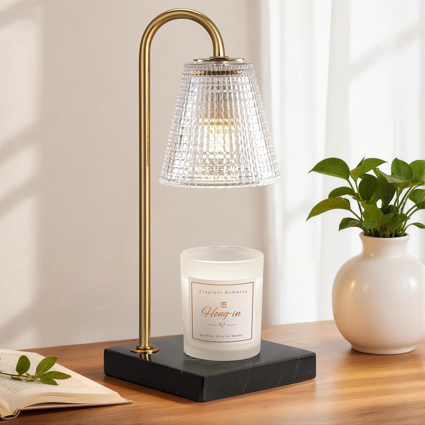Hong-in Candle Warmer Lamp with Timer, House Warming Gifts New Home Decor | Dimmable & Adjustable Height, Electric Wax Warmer for Scented Wax Jar Candles,Gifts for Women Mom Sister