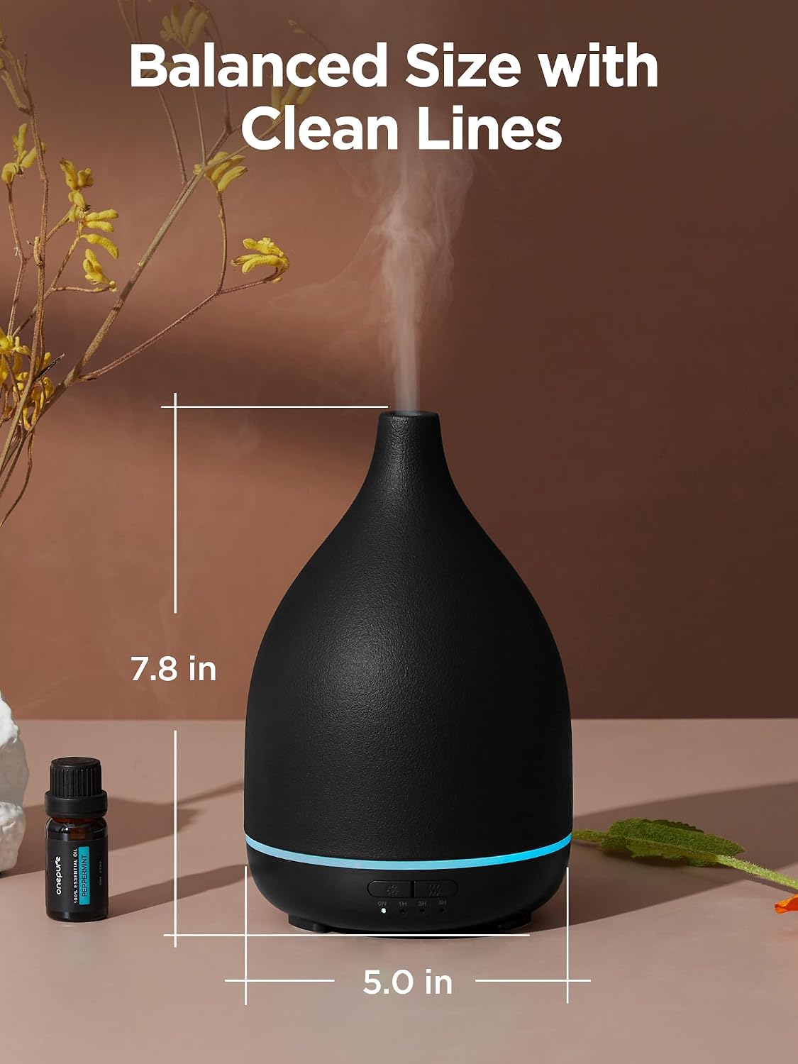 InnoGear Oil Diffuser, 300ML Ceramic Diffuser for Essential Oils Handcrafted Aromatherapy Diffuser Ultrasonic Cool Mist Humidifier with 4 Timers Waterless Auto Off for Room Office, White