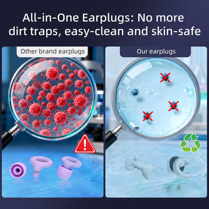 Noise Cancelling Ear Plugs Sleep 50dB NRR Side Sleep Small Ear | ultra soft silicone, reusable one-piece design, 4 sizes included, portable case