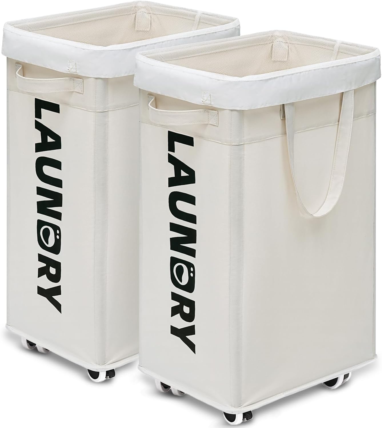 Goodpick 75L Laundry Basket with Wheels & Removable Wash Bag for Dorm | Rolling Laundry Basket with Handles for Dirty Clothes, Fodable Hamper for Laundry Room, Dorm Room Essentials, Grey
