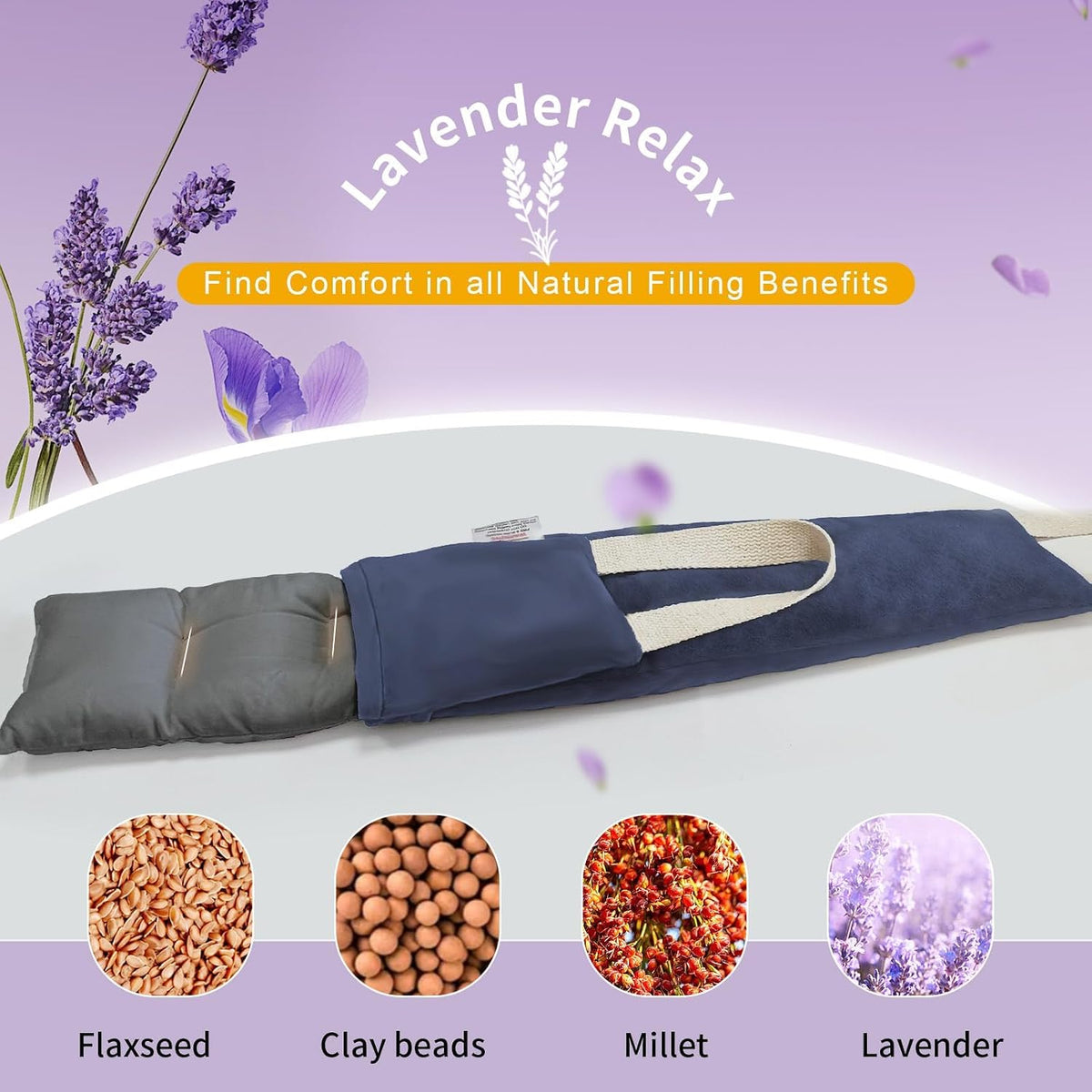 Neck Heating Pad Microwavable with Machine Washable Cover Weighted Microwave Heating Pad Neck Wrap for Shoulder Back Pain Relief, Warm Rice Bag Pack for Cramps Hot Cold Therapy 1.5lbs Lavender Scented