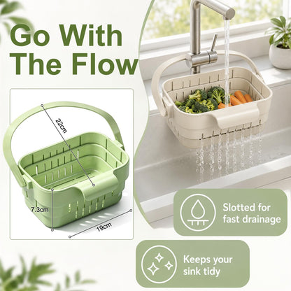 Foldable Hanging Sink Drain Basket, 2026 Upgraded Foldable Kitchen Sink Strainer, Hanging Foldable Fruit and Vegetable Filter Basket, Suitable for Kitchen Sinks, Easy to Store, Space-Saving (green)