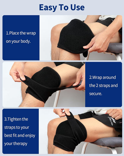 Gel Ice Pack Wrap with Straps for Knee,Elbow, Wrist, Neck, Ankle & Back,Reusable Ice Packs for Injuries, Inflammation & Recovery Hot Cold Therapy Short Style