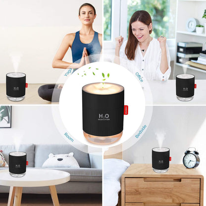 Portable Mini Humidifier, 500ml Small Humidifier for Bedroom Travel, White | USB Personal Cool Mist Humidifier for Baby Room Office Desk Home Plants, Auto Shut-Off, 2 Mist Modes, Super Quiet