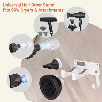 Hot Tools Organizer, Hair Tool Organizer Wall Mount Aluminum Alloy, Space-Saving Curling Iron Holder for Vanity & Bathroom with Stainless Steel Cups White CHOCHOYAH