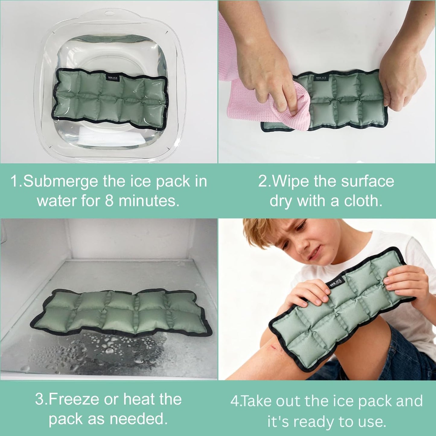 Reusable Flexible Ice Pack 10"x4"x0.7" for Pain Relief – Cold & Hot Compress for Injuries, Swelling, Muscle Soreness, Surgery – Microwave & Freezer Safe for Back, Shoulder, Knee, Neck