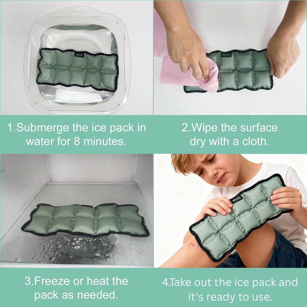 Reusable Flexible Ice Pack 10"x4"x0.7" for Pain Relief – Cold & Hot Compress for Injuries, Swelling, Muscle Soreness, Surgery – Microwave & Freezer Safe for Back, Shoulder, Knee, Neck