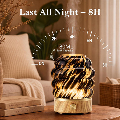 Glass Essential Oil Diffuser for Home - 180ml Ultrasonic Cool Mist Aromatherapy Diffuser for Essential Oils with 7 Led Night Light & Auto Shut-Off Protection for Home Office Bedroom Gifts for Women