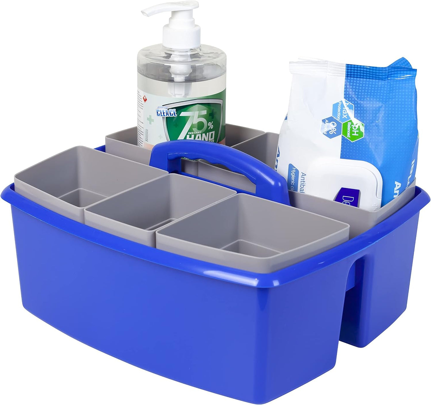 Storex 2-Compartment Large Cleaning Caddy – Multipurpose Supply Organizer with Handle - Black, 1-Pack (00973A06C)