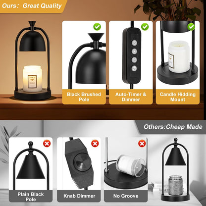 Brown Candle Warmer Lamp with Timer-Electric Candle Light for Bedroom Decor, Aromatherapy at Home | Gifts for Men | Home Gift Ideas