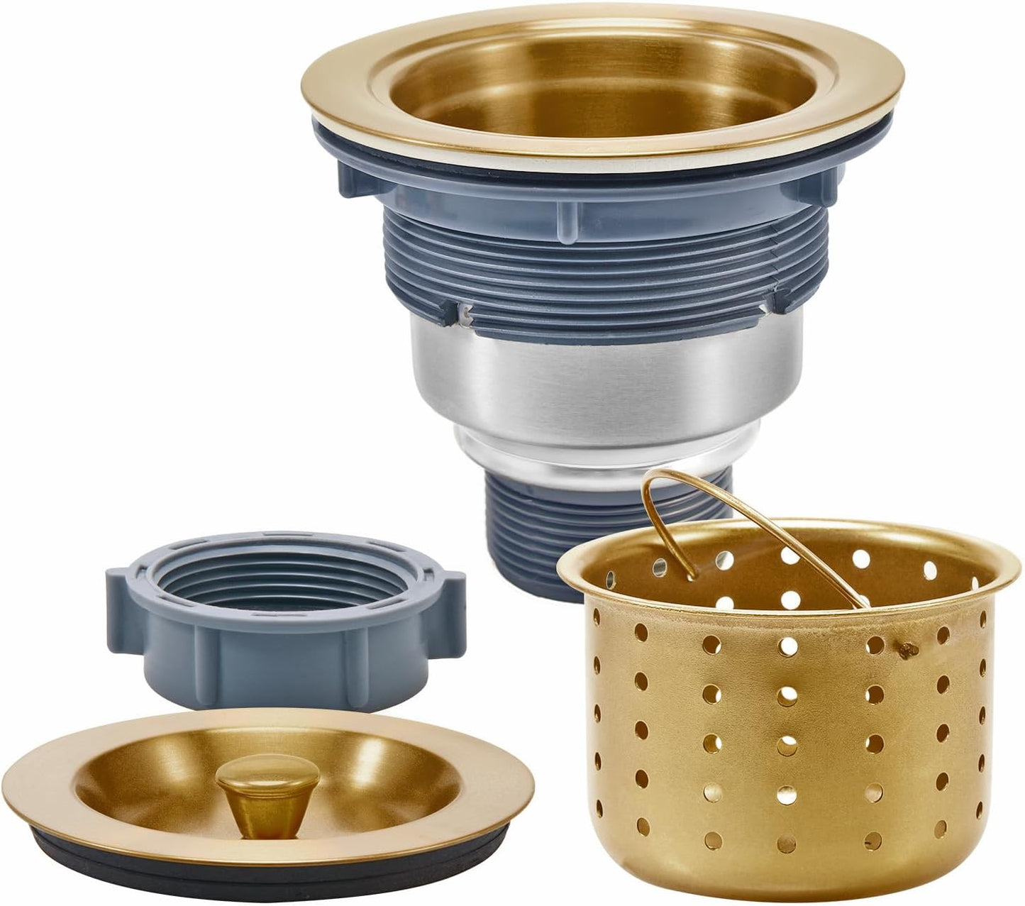 3-1/2 Inch Sink Drain Assembly Kit, Removable Deep Sink Strainer Basket with Sink Stopper/Sealing Lid for Home, Kitchen, Stainless Steel