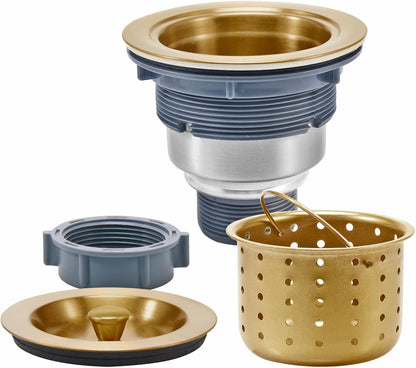 3-1/2 Inch Sink Drain Assembly Kit, Removable Deep Sink Strainer Basket with Sink Stopper/Sealing Lid for Home, Kitchen, Stainless Steel