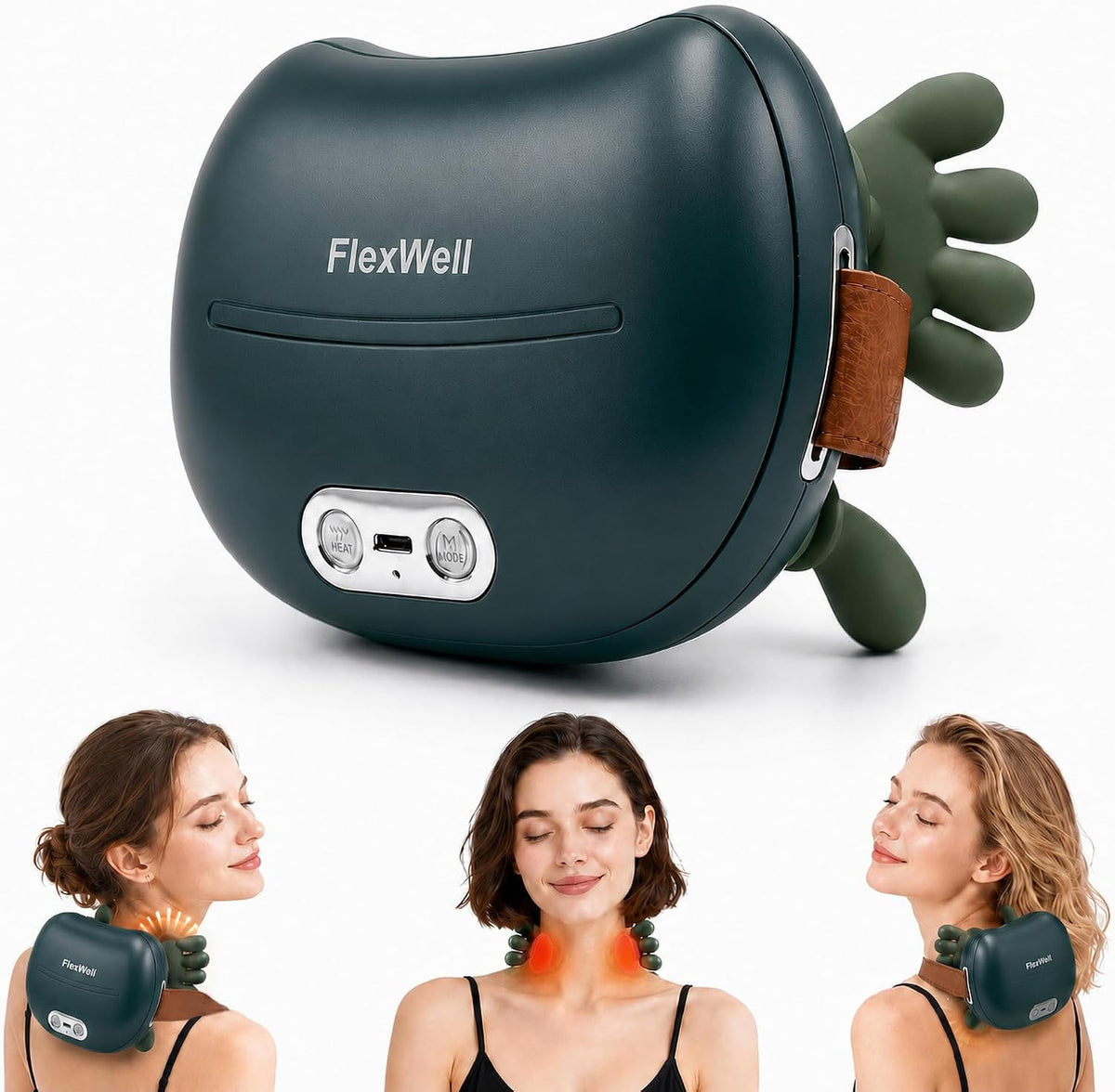 Neck Massager with Heat,Deep Tissue Massager for Pain Relief,Green