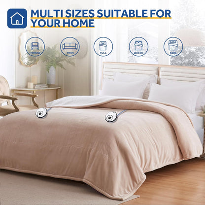 Sealy Electric Blanket Throw 50×60, Flannel to Sherpa, Charcoal
