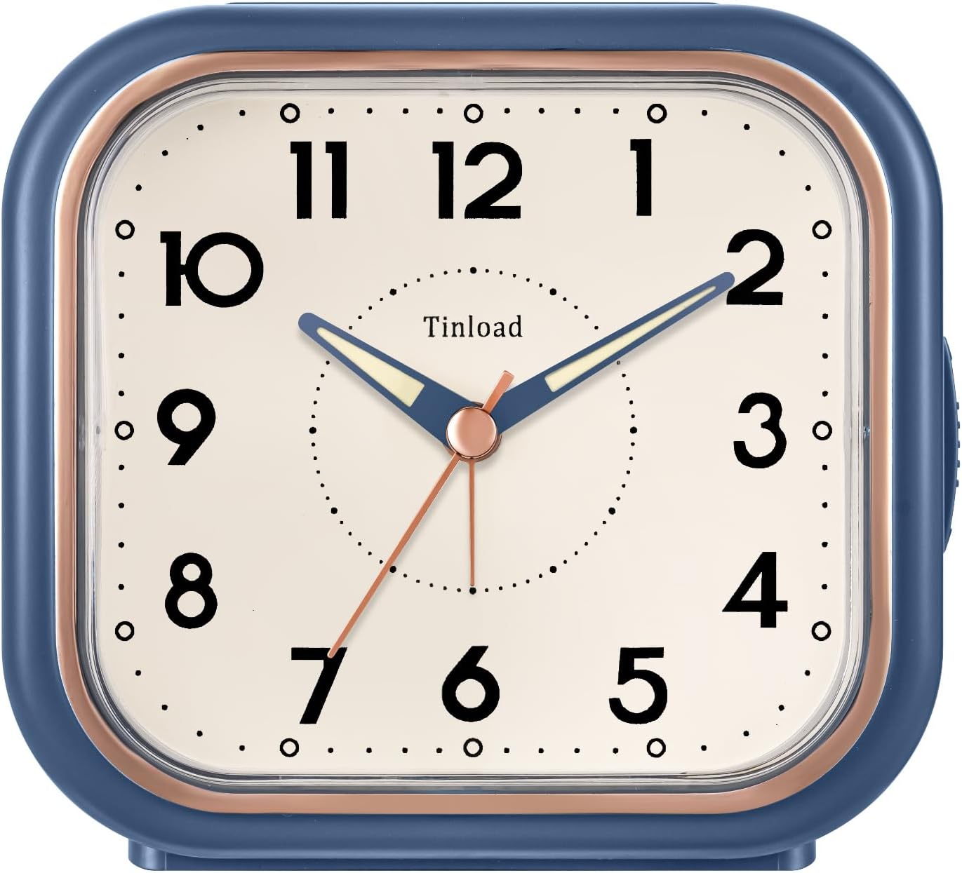 Tinload 4.3" Vintage Retro Analog Alarm Clock, Super Silent Non Ticking Clock with Manual Light, Snooze, Battery Operated, Simply Design, for Living Room, Bedroom, Bedside, Desk(Blue-V2)