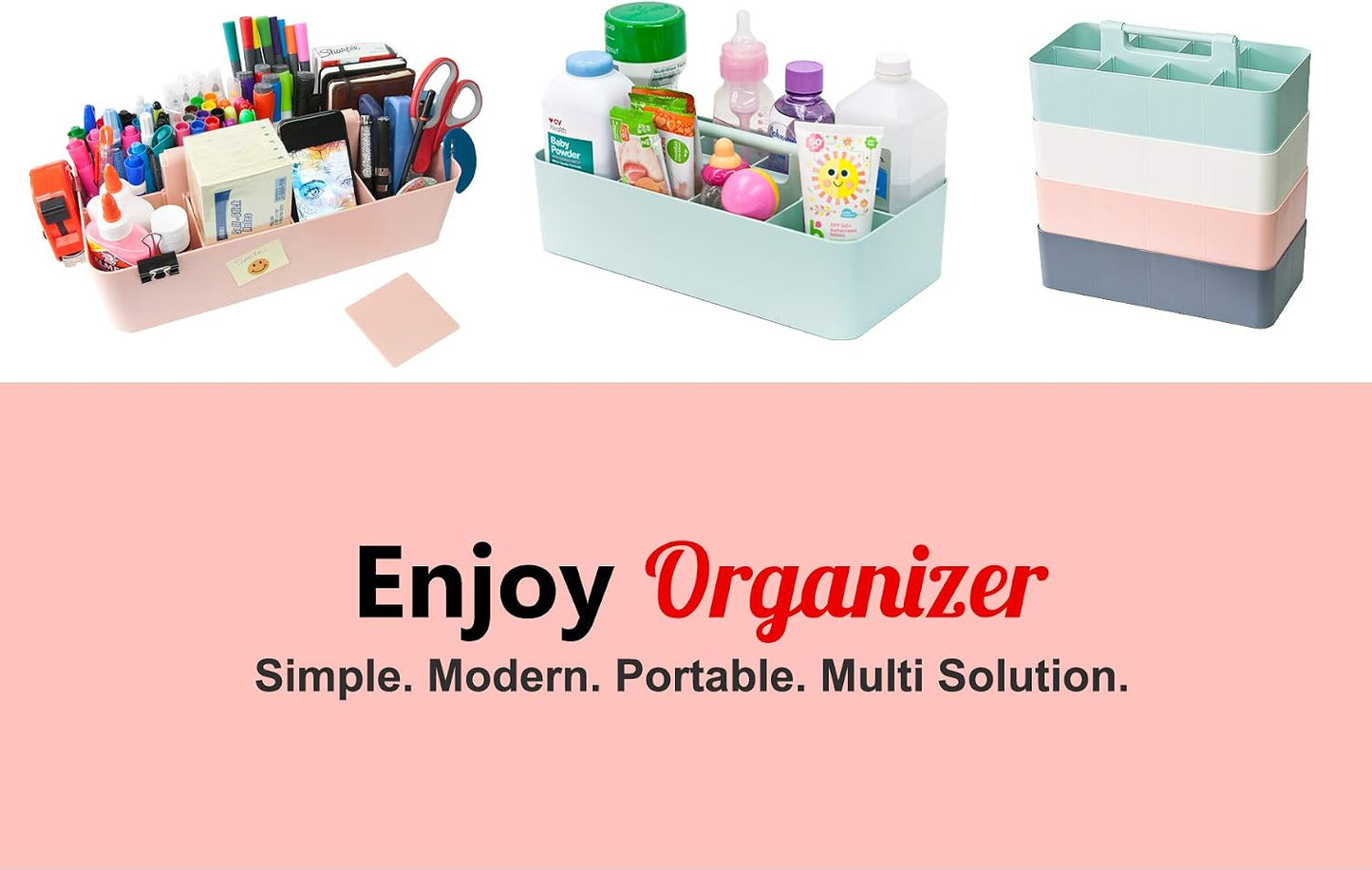 Portable Caddy American Made, DIY Dividers, 8 Compartments, Supply Organizer, Portable Tote Basket with Handle Storage Organizer Bathroom, Office, Crafts, or School Supplies
