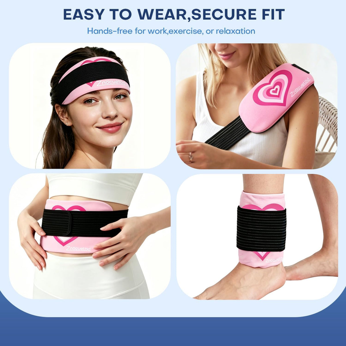 Gel Ice Packs for Injuries Reusable 2 Packs Hot Cold Gel Wrap with Strap