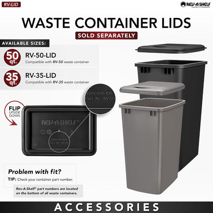 Rev-A-Shelf Double Pullout Trash Can w/Soft-Close Slides, 14.5" Min Opening | Large Capacity Garbage/ Recycling Waste Bins for Under Kitchen Cabinets, Heavy Gauge Wire Construction, 4WC-18DM2