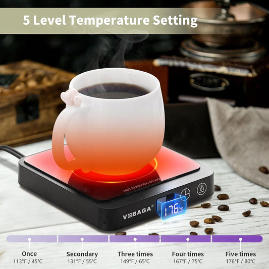 VOBAGA Mug Warmer, Coffee Cup Warmer for Desk with 5 Temp Settings & 2-12H Timer, Smart Candle Warmer & Coffee Warmer with Display for Fastest Heating Coffee, Cocoa, Ideal Coffee Gifts(No Cup)