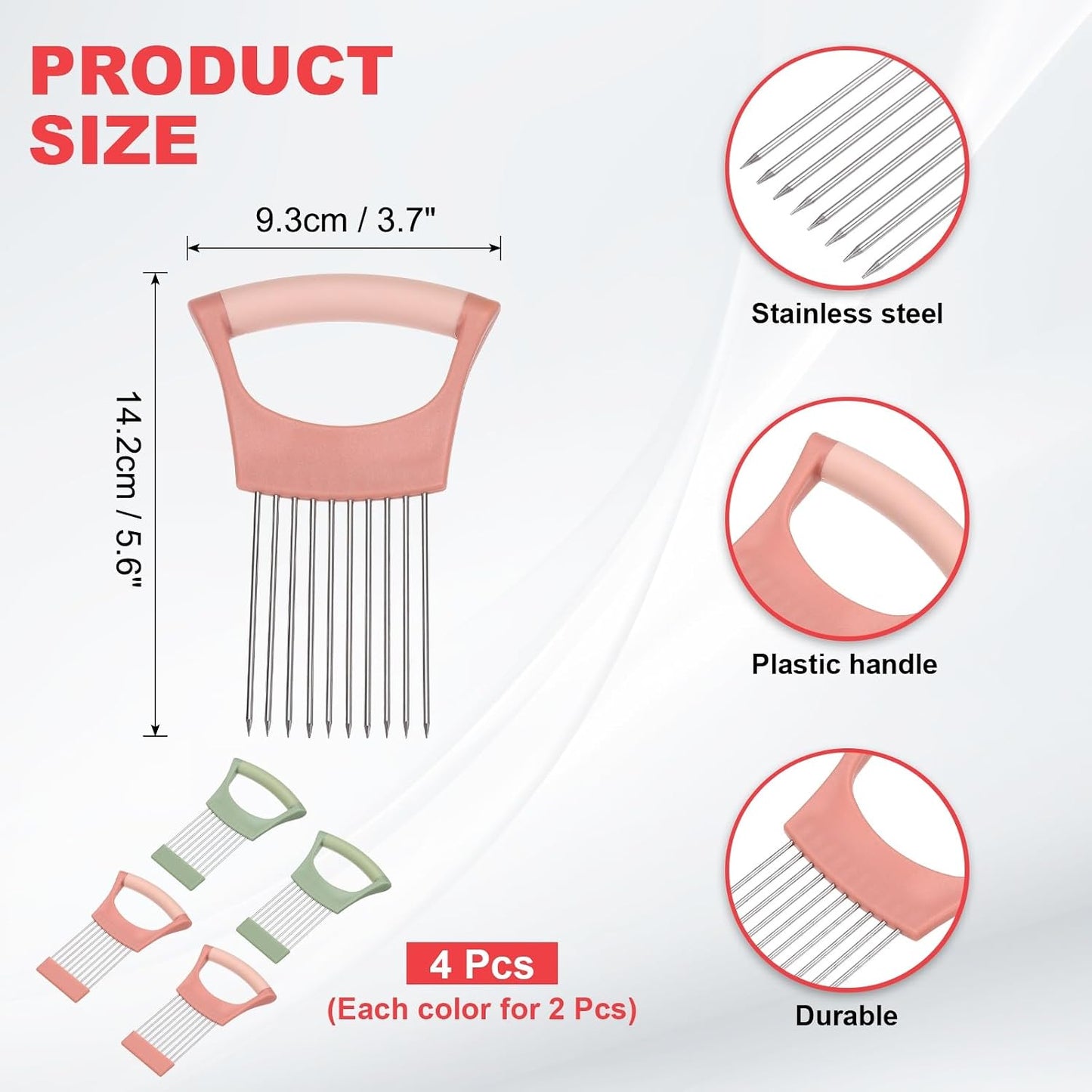 uxcell Onion Slicer Holder, Stainless Steel Vegetable Cutting Holder Food Cutter Tool for Slicing Storing Onions Tomatoes Potatoes Avocados Apples, Green