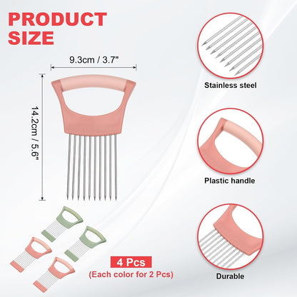 uxcell Onion Slicer Holder, Stainless Steel Vegetable Cutting Holder Food Cutter Tool for Slicing Storing Onions Tomatoes Potatoes Avocados Apples, Green