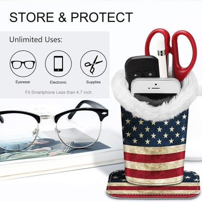 FINTIE Plush Lined Eyeglasses Holder, Glasses Stand Case For Nightstand | Soft Plush Lining, Bedside Eyeglasses Holder, Office Desktop Organizer, Small Item Storage, Anti-Scratch - Colors A