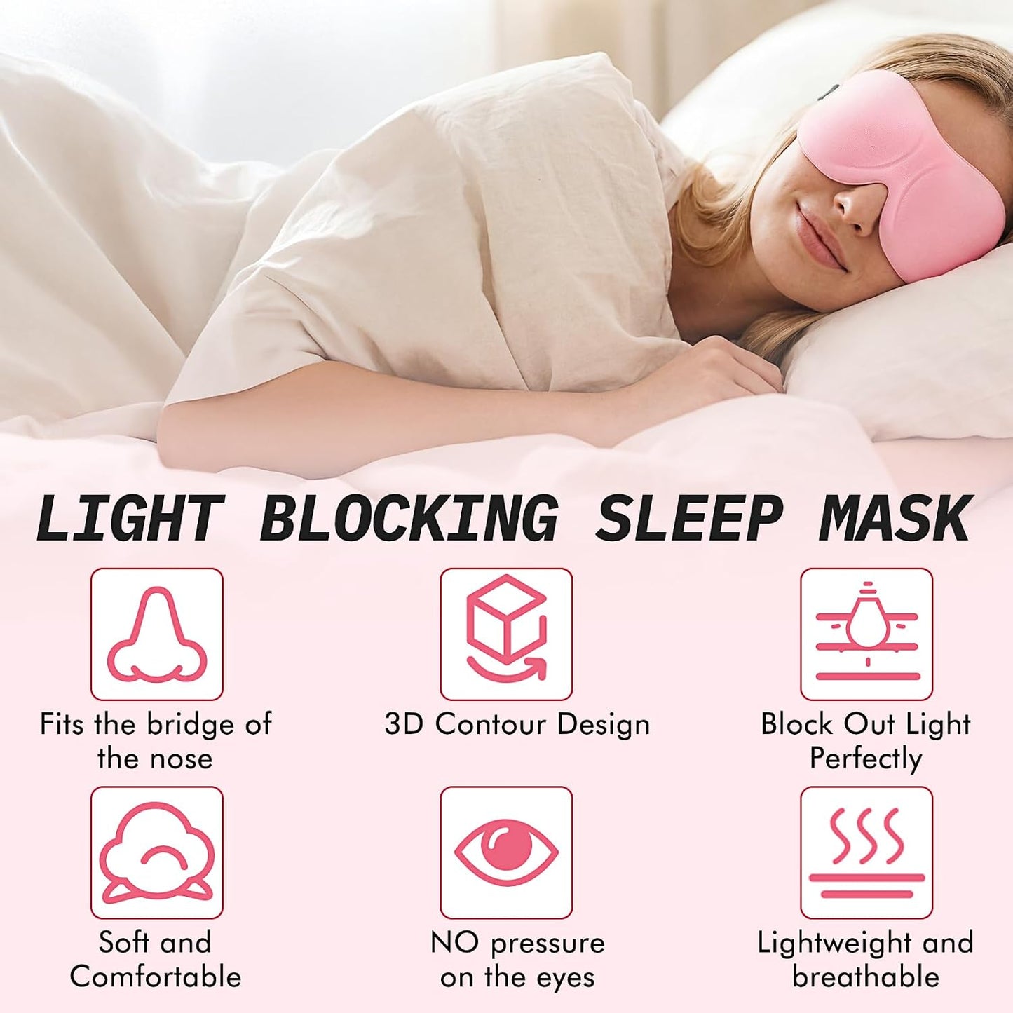 Bonuci 20 Pack Sleep Mask Blackout 3D Eye Mask for Ultralight Sleeping Night Blindfold Eye Covers with Adjustable Strap for Men Women Travel Gift Back and Side Sleeper (Dark Purple)
