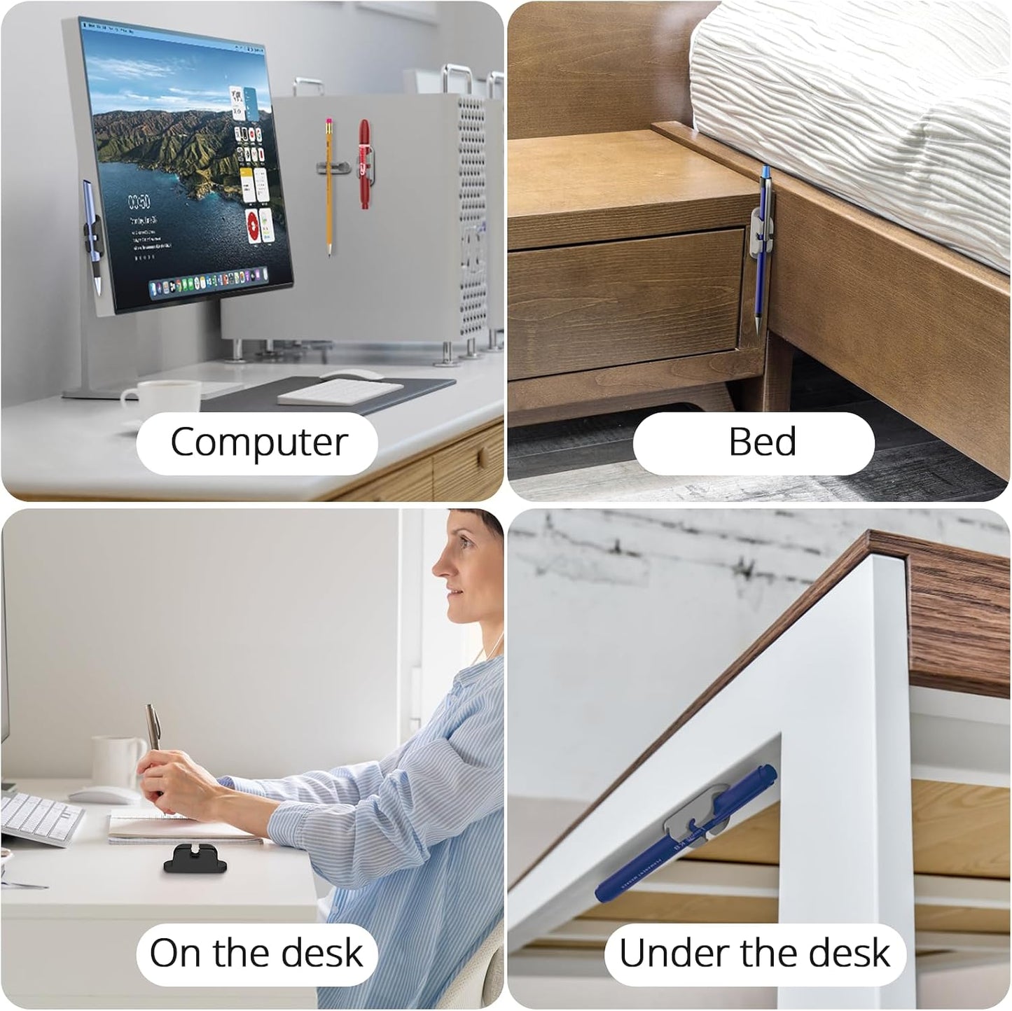 OUTXE 6-Pack Magnetic & Adhesive Pen Holder with Dual Slots - Easy Organize & Access Pencil, Pen, Marker- Perfect for Desk, Wall, Refrigerator, Whiteboard, Clipboard | Easy Organize & Access Pencil, Pen, Marker- Perfect for Desk, Wall, Refrigerator,