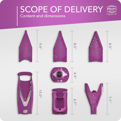 Mandoline Food Slicer Börner V5 (Profi Set) by Reston Lloyd • V-Slicer with 4 Inserts, Docking Station & Food Holder • Made in Germany • Fruit & Vegetable Chopper • Multiple Settings • Color: Lime
