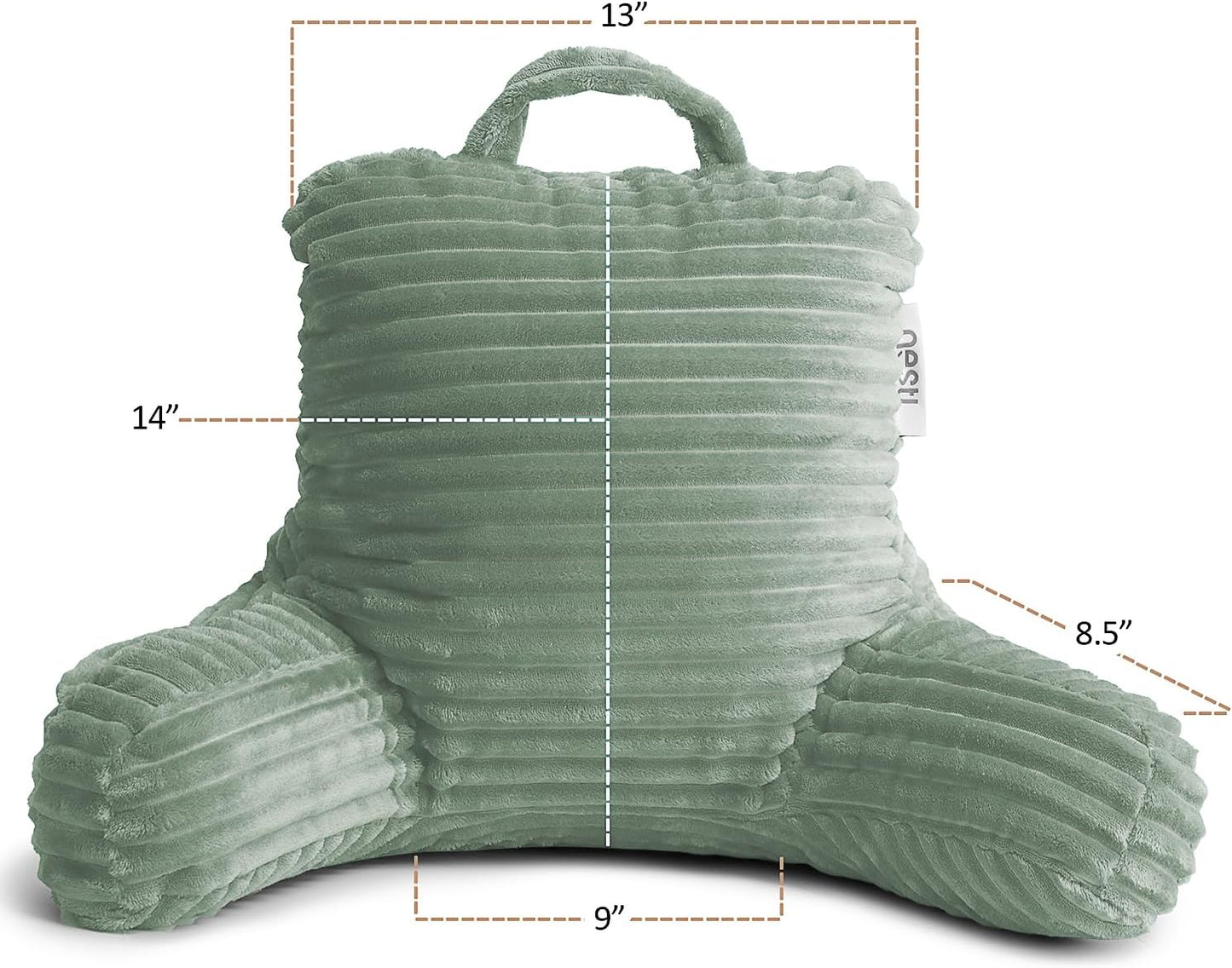 Nestl Reading Pillow with Shredded Memory Foam, Luxe Cut Plush Back Pillow for Sitting Up in Bed, Back and Arms Adjustable Support for Adult & Teens, Backrest Pillows with Washable Cover Dark Grey