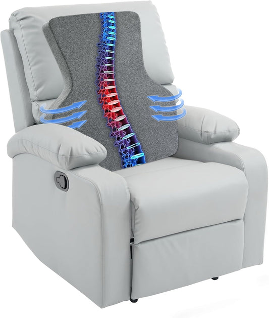 HOMBYS Ergonomic Lumbar Support Pillow for Recliner,Memory Foam Chair Back Support Cushion for Elderly,Extra Large Lumbar Support Pillow,Low Back Pain Relief Cushion,Grey